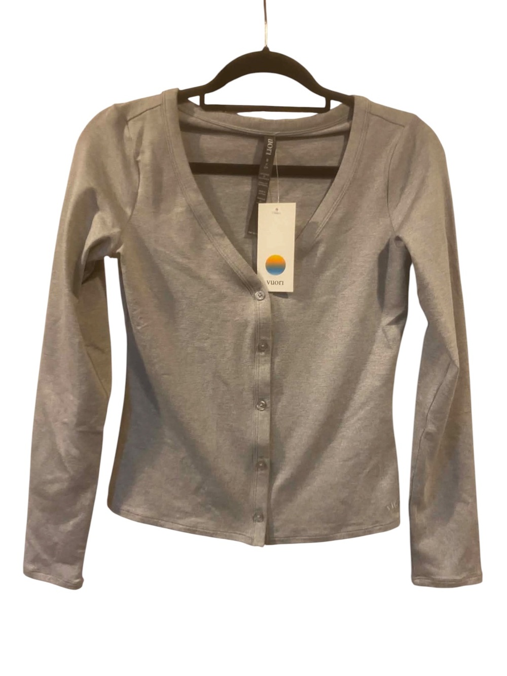 NWT Vuori Halo V-Neck Cardigan PALE GREY HEATHER Size Small